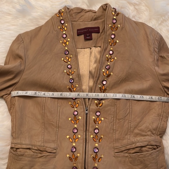 MARGARET GODFREY Crinkled Jeweled Leather Coat NWOT - Picture 8 of 12